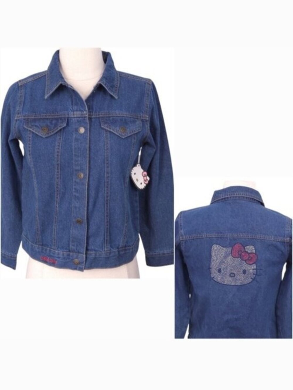 Hello Kitty Rhinestone Studded Denim‎ Jean Jacket- Children's Girl's 12